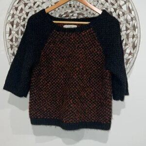 LOFT orange and gray crewneck sweater size small
